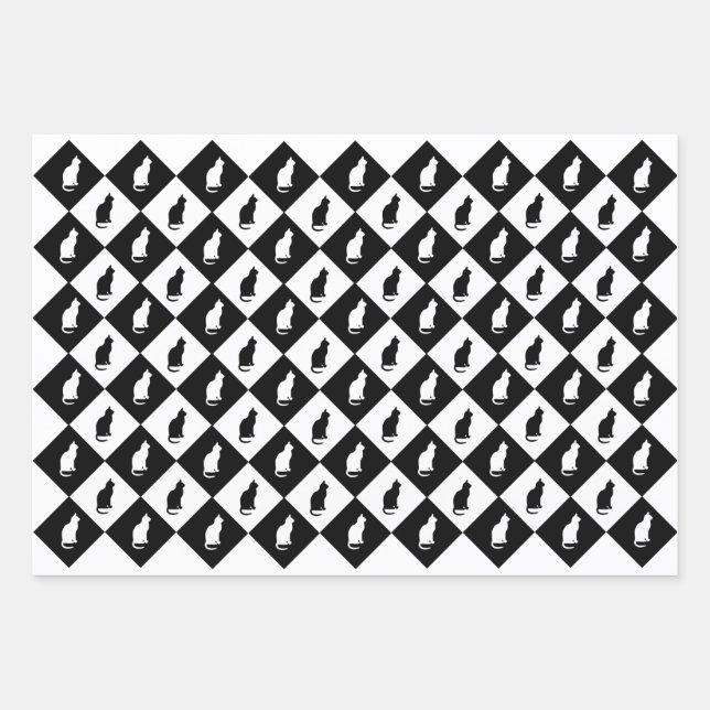 Black & White Kitty Gift Wrap (Front)