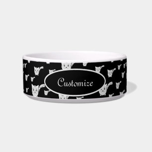 Black & White Kitty Pattern Pet Bowl