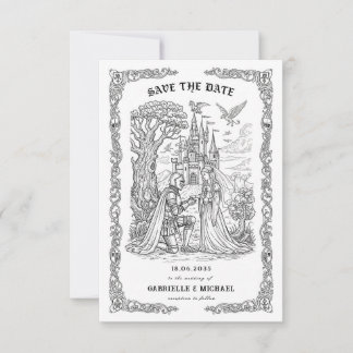 Black White Knight Bride Castle Gothic Wedding Save The Date