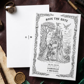 Black White Knight Bride Castle Gothic Wedding Save The Date