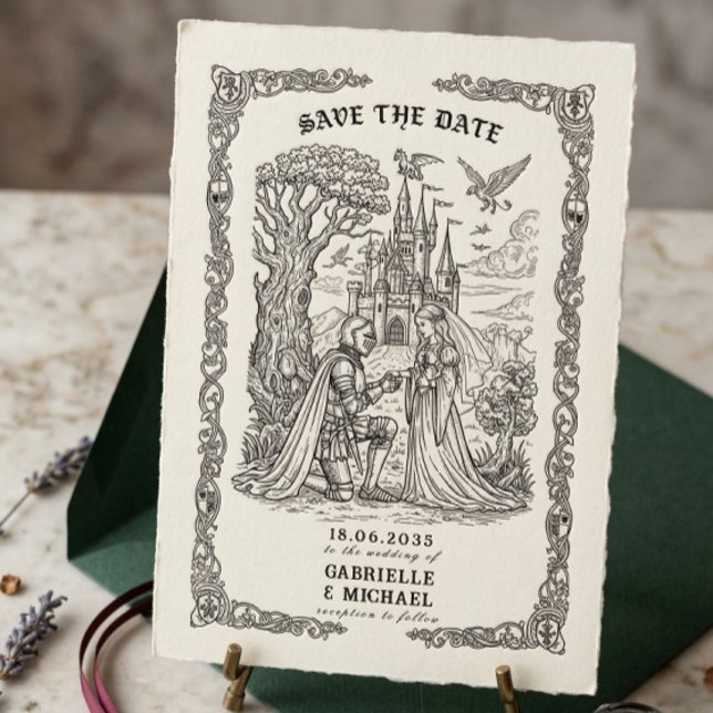 Black White Knight Bride Castle Gothic Wedding  Save The Date (Creator Uploaded)
