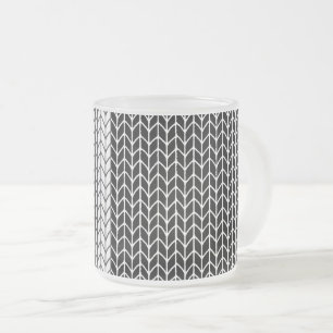BLACK & WHITE KNIT Frosted Glass Mug