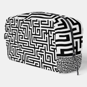 Black & White Labyrinth Maze Pattern Dopp Kit