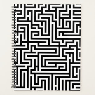 Black & White Labyrinth Maze Pattern Planner