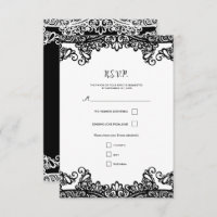 Black & White Lace Elegant Wedding RSVP