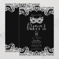 Black & White Lace Masquerade Sweet 16 Party 