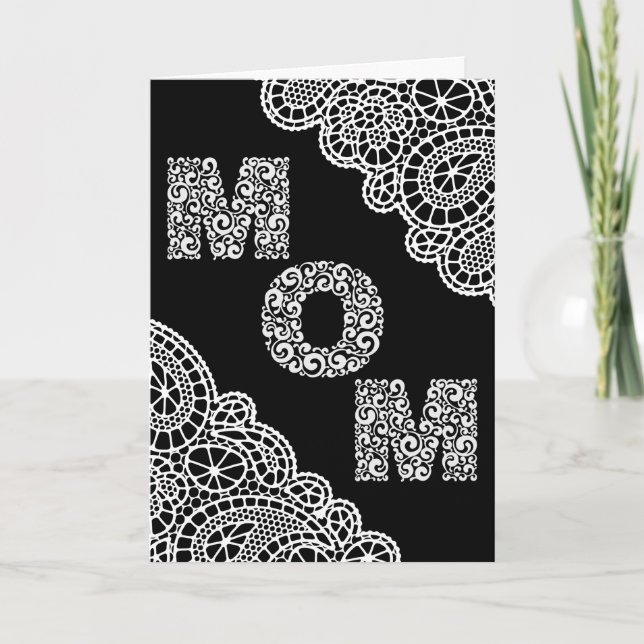 Black & White Lace Mother's Day Card (Front)