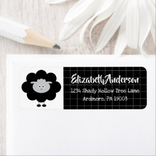 Black White Lamb Baby Shower Modern Kawaii Address