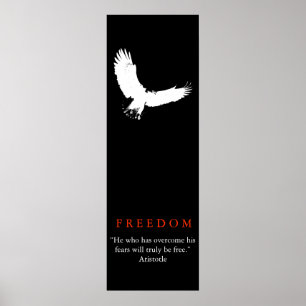 Black White Landing Bald Eagle Silhouette Poster