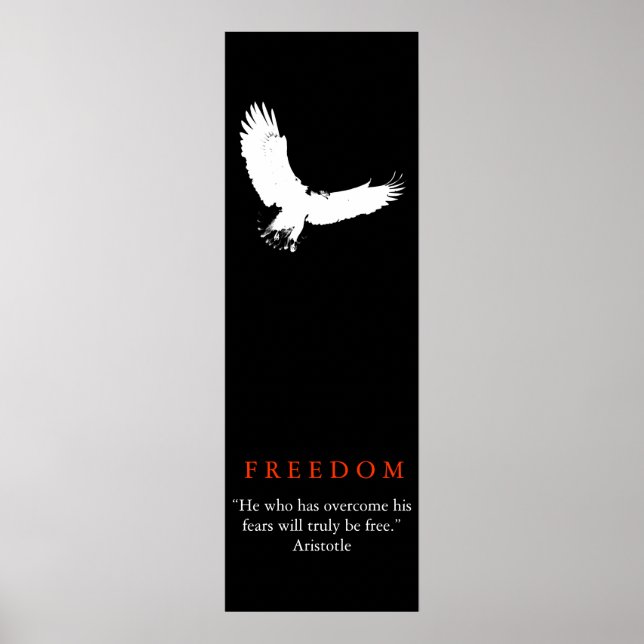Black White Landing Bald Eagle Silhouette Poster (Front)