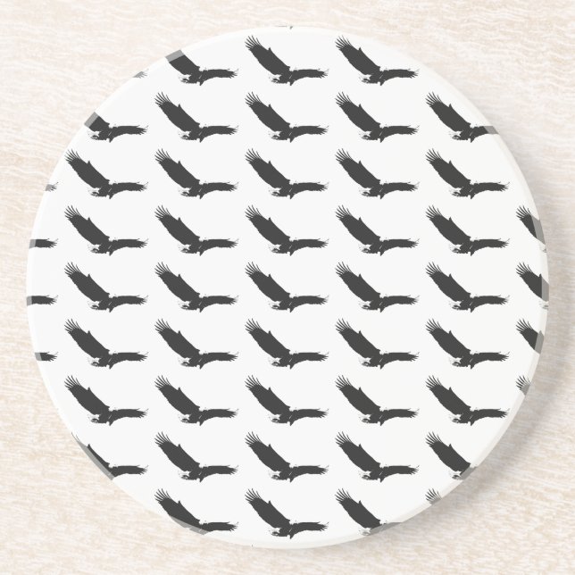 Black & White Landing Eagle Coaster (Front)