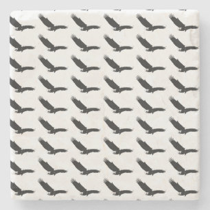 Black & White Landing Eagle Stone Coaster