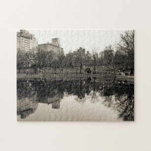 Black & White Landscape in Central Park Jigsaw Puzzle