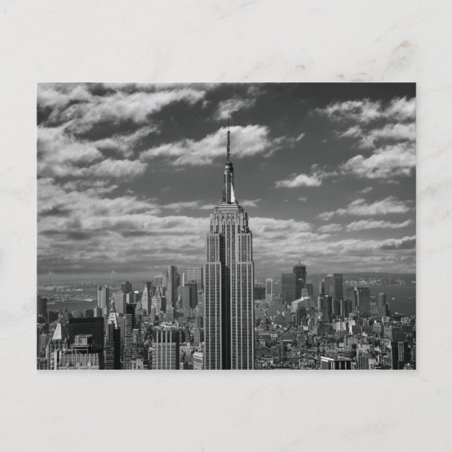 Black & White landscape of New York City skyline Postcard (Front)