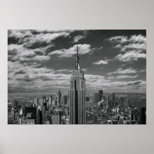 Black & White landscape of New York City skyline Poster (Front)