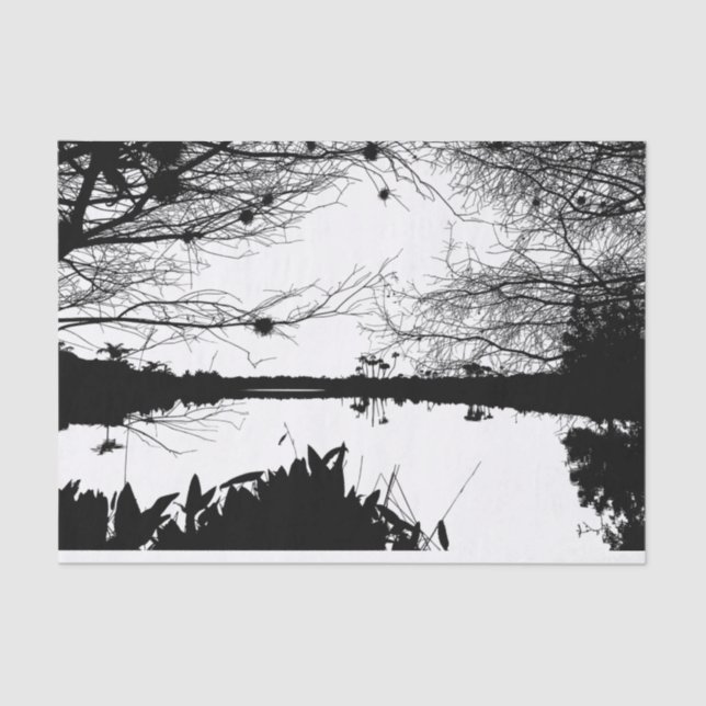 Black & White Landscape Tissue Paper (Front)