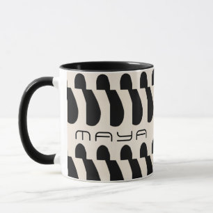 Black White Large Abstract Oblong Pattern   Mug