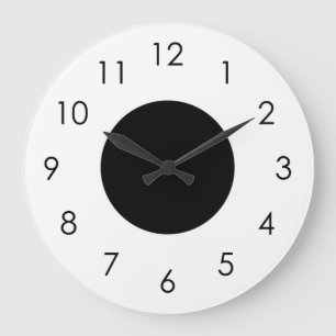 Black White Large Black Numbers Wall Clock