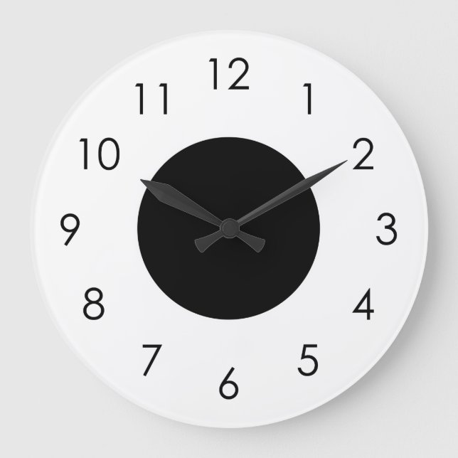 Black White Large Black Numbers Wall Clock (Front)