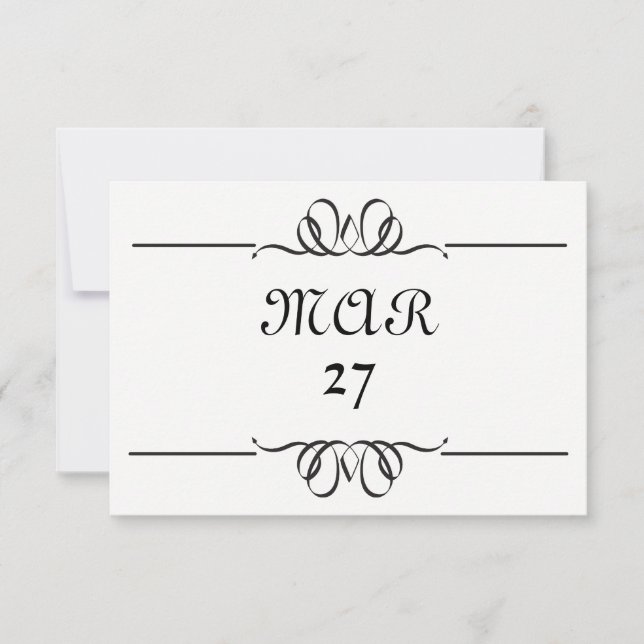 Black & White Large Date - 3x5 Save the Date (Front)