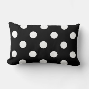 Black White Large Polka Dot Pattern Lumbar Cushion