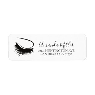Black & White Lash Artist Return Address Label