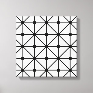 Black White Lattice Pattern Canvas Print