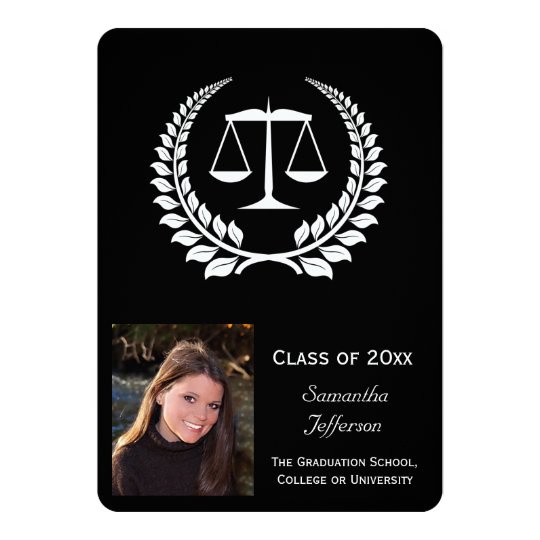 Black/White Laurel Law School Graduation Card