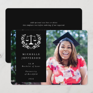 Black+White Law Scales Laurel Wreath Photo Announcement
