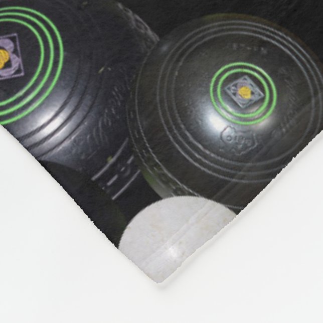 Black White Lawn Bowls Pattern, Fleece Blanket (Corner)