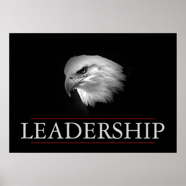 Black White Leadership Fearless Eagle Poster (Front)