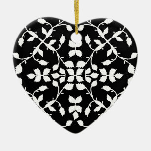 Black white leaf pattern ceramic tree decoration