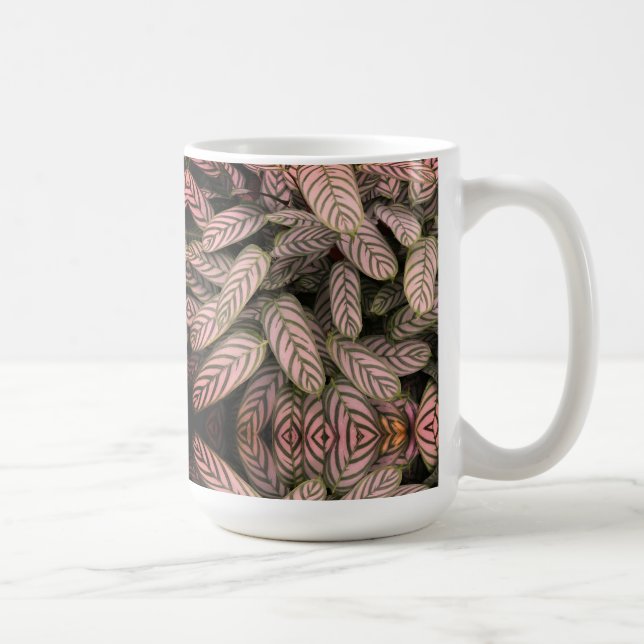 Black & White Leaf Pattern  Coffee Mug (Right)