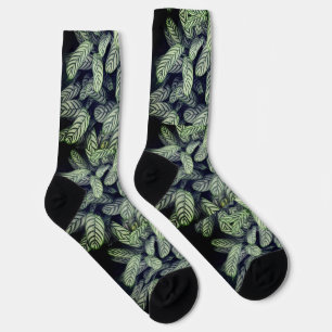 Black & White Leaf Pattern Socks