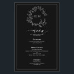Black White Leafy Crest Monogram Wedding Menu<br><div class="desc">Create the perfect reception setting! We're loving this Black White Leafy Crest Monogram Wedding 5.5"x 8.5" Menu! Simple, elegant, and oh-so-pretty, it features a hand drawn leafy wreath encircling a modern wedding monogram. It is personalised in elegant typography, and accented with hand-lettered calligraphy. Finally, it is trimmed in a delicate...</div>