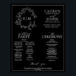 Black White Leafy Crest Monogram Wedding Program Poster<br><div class="desc">We're loving this Black White Leafy Crest Monogram Wedding Program Poster! Simple, elegant, and oh-so-pretty, it features a hand drawn leafy wreath encircling a modern wedding monogram. It is personalised in elegant typography, and accented with hand-lettered calligraphy. Finally, it is trimmed in a delicate frame. features all the details normally...</div>