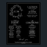 Black White Leafy Crest Monogram Wedding Program Poster<br><div class="desc">We're loving this Black White Leafy Crest Monogram Wedding Program Poster! Simple, elegant, and oh-so-pretty, it features a hand drawn leafy wreath encircling a modern wedding monogram. It is personalised in elegant typography, and accented with hand-lettered calligraphy. Finally, it is trimmed in a delicate frame. features all the details normally...</div>
