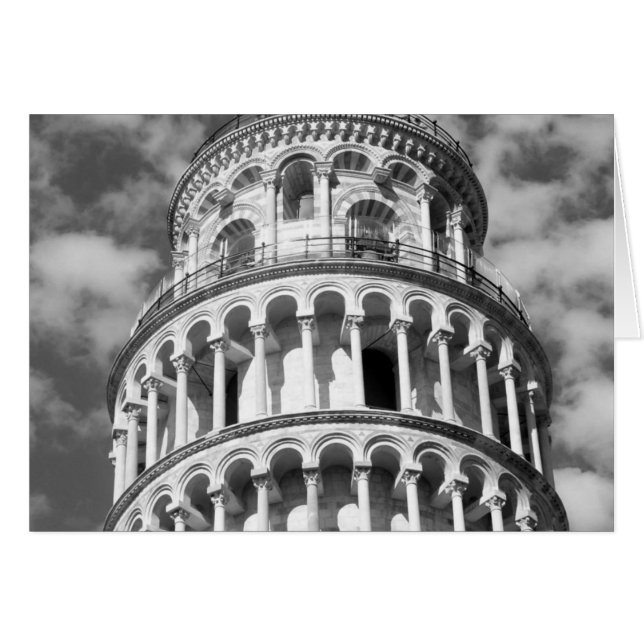 Black White Leaning Tower of Pisa Italy (Front Horizontal)