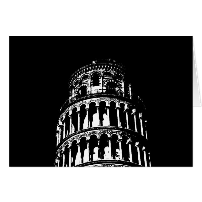 Black White Leaning Tower of Pisa Italy (Front Horizontal)
