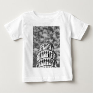 Black White Leaning Tower of Pisa Italy Baby T-Shirt