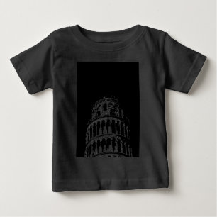 Black White Leaning Tower of Pisa Italy Baby T-Shirt