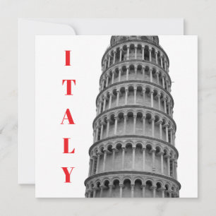 Black White Leaning Tower of Pisa Italy Holiday Card