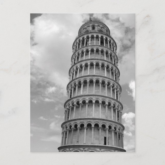 Black White Leaning Tower of Pisa Italy Holiday Postcard (Front)