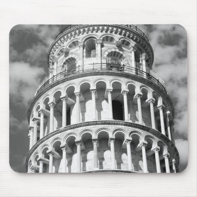 Black White Leaning Tower of Pisa Italy Mouse Mat (Front)