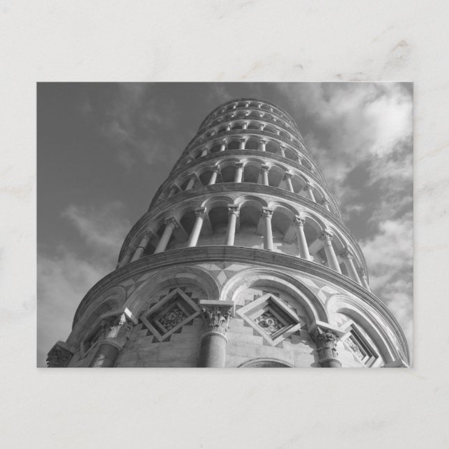 Black White Leaning Tower of Pisa Italy Postcard (Front)