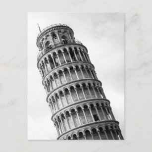 Black & White Leaning Tower of Pisa Italy Postcard