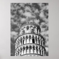 Black & White Leaning Tower of Pisa Italy