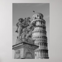 Black & White Leaning Tower of Pisa Italy