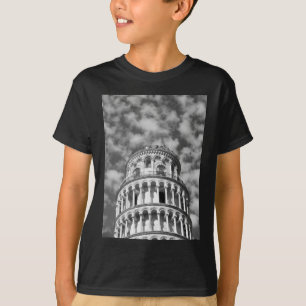 Black White Leaning Tower of Pisa Italy T-Shirt