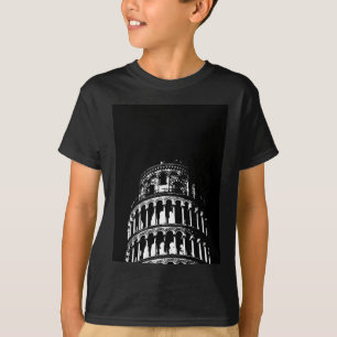 Black White Leaning Tower of Pisa Italy T-Shirt